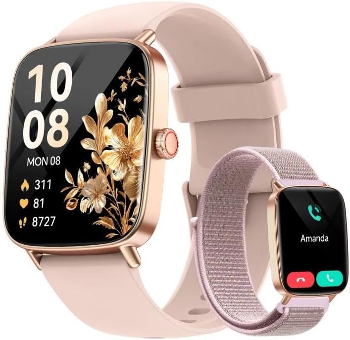 Smart Watch for Women, 1.85" HD Smartwatch (Answer/Make Calls), 2 Bands