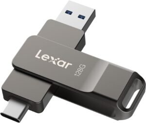 Lexar D40E 128GB Dual USB 3.2 Gen 1 Type-C Jump Drive, Titanium Grey