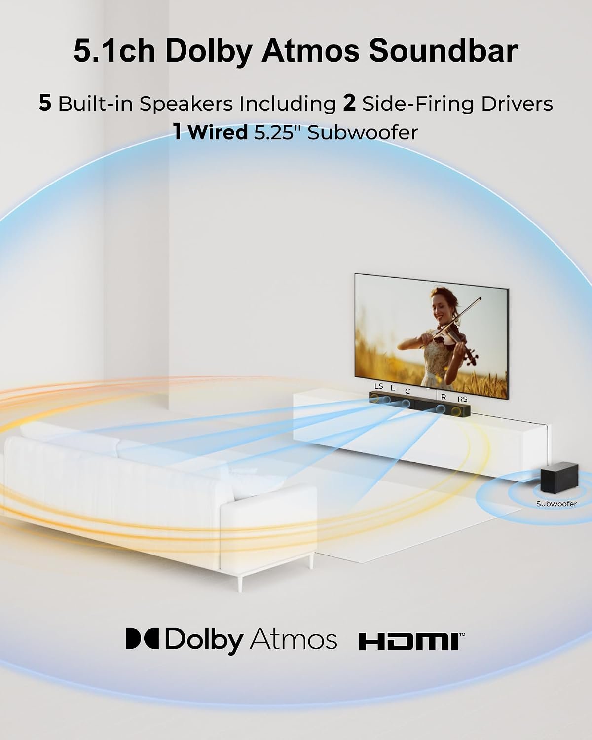 ULTIMEA 5.1CH Surround Sound Bar System with Dolby Atmos, Poseidon M60 - Image 3