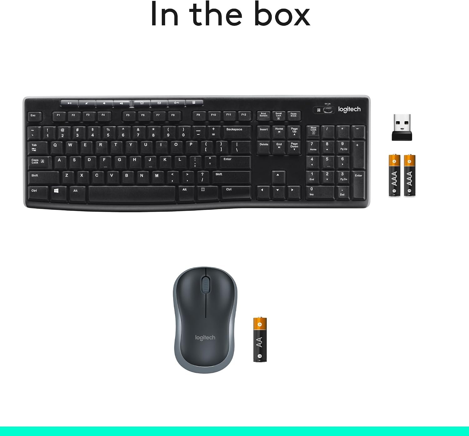 Logitech MK270 Full Size Wireless Keyboard and Mouse Combo - Black - Image 3
