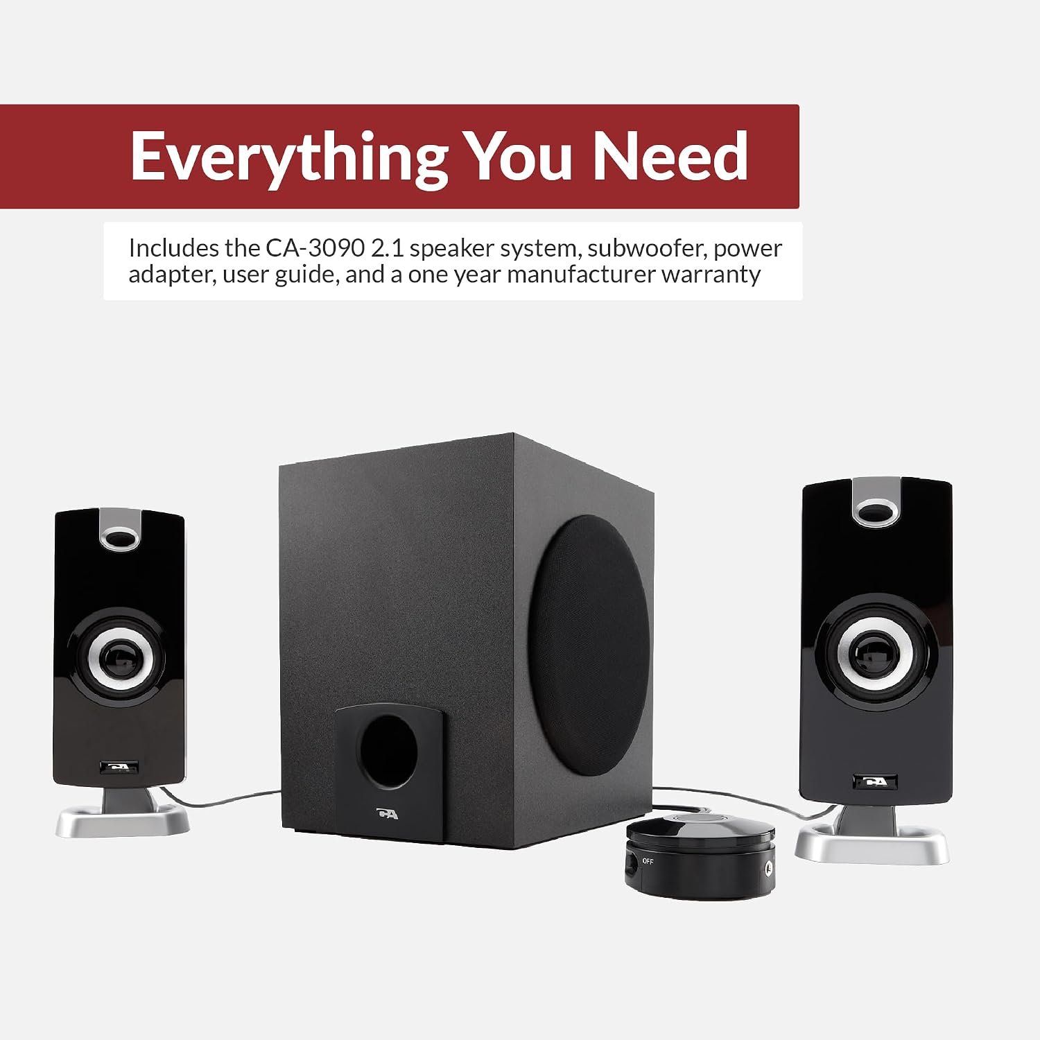 Cyber Acoustics CA-3090 2.1 Speaker System with Subwoofer