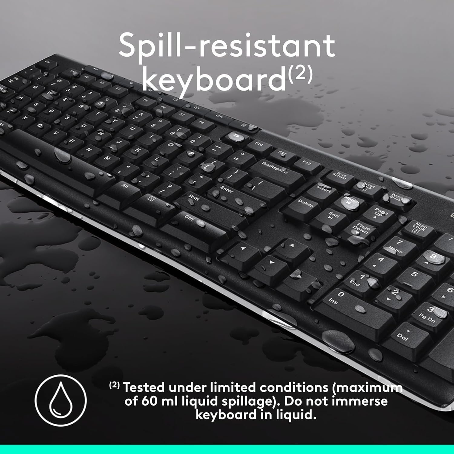Logitech MK270 Full Size Wireless Keyboard and Mouse Combo - Black - Image 2