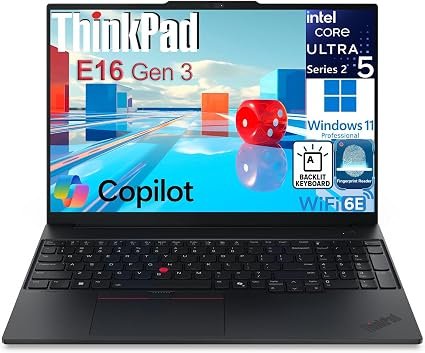 Lenovo ThinkPad E16 Gen 3 Business Laptop, Ultra 5 225H, Enterprise Ready