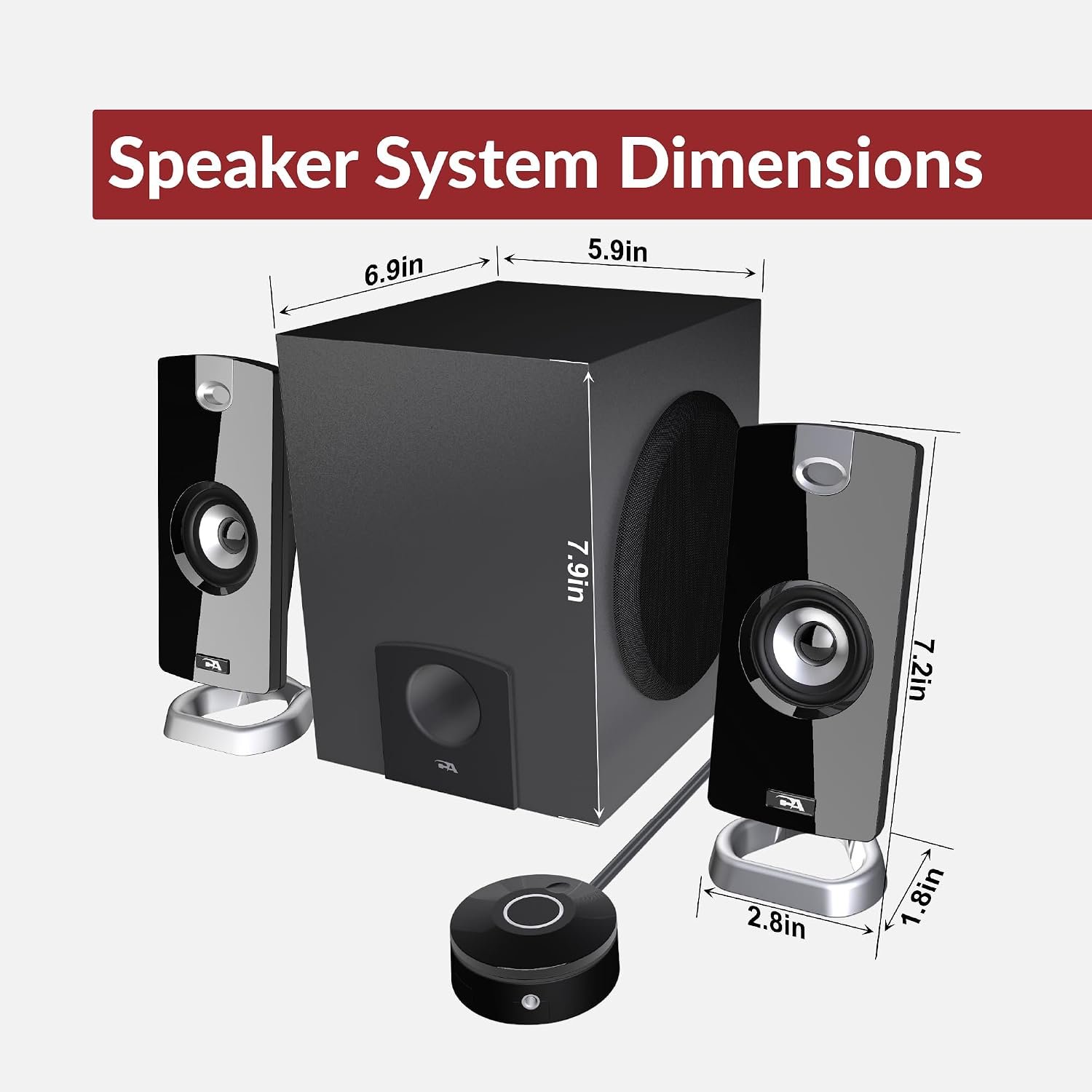 Cyber Acoustics CA-3090 2.1 Speaker System with Subwoofer