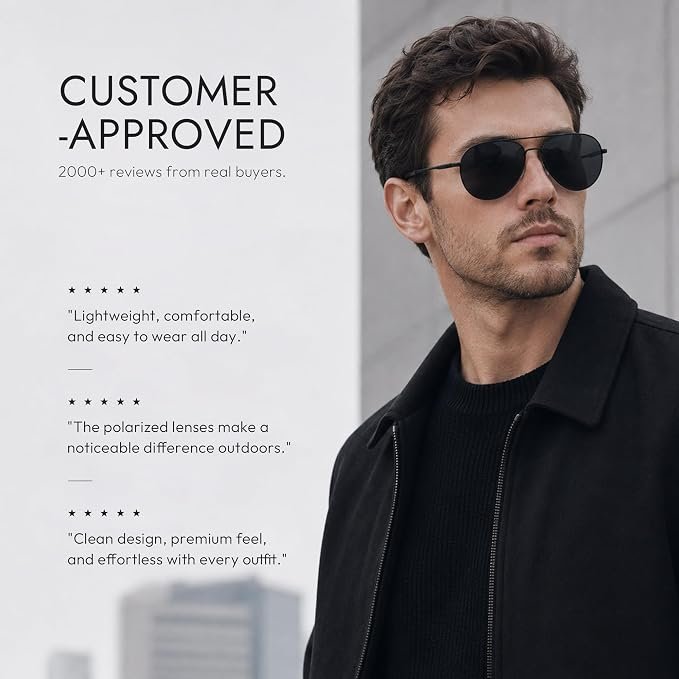 Eiuizah Polarized Aviator Sunglasses for Men Women UV400 Driving Shades - Image 2
