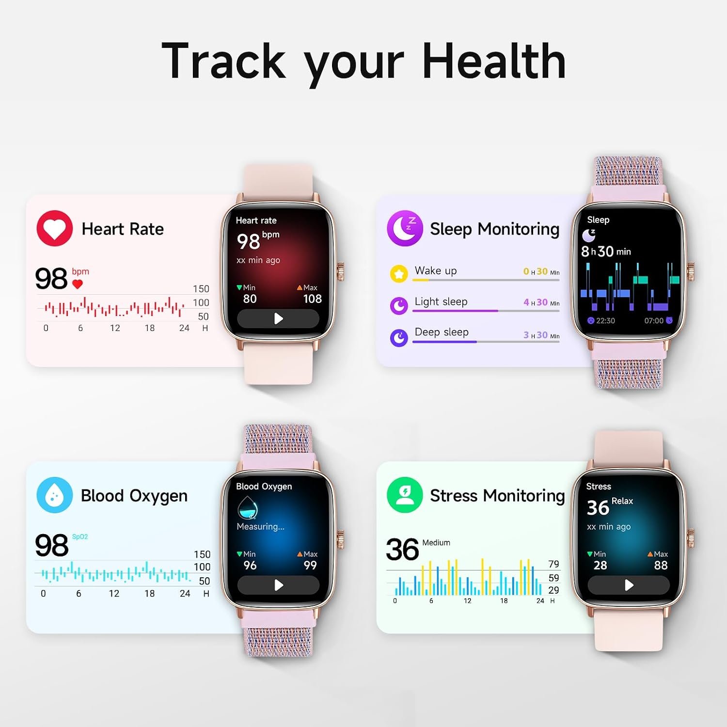 Smart Watch for Women, 1.85" HD Smartwatch (Answer/Make Calls), 2 Bands - Image 3