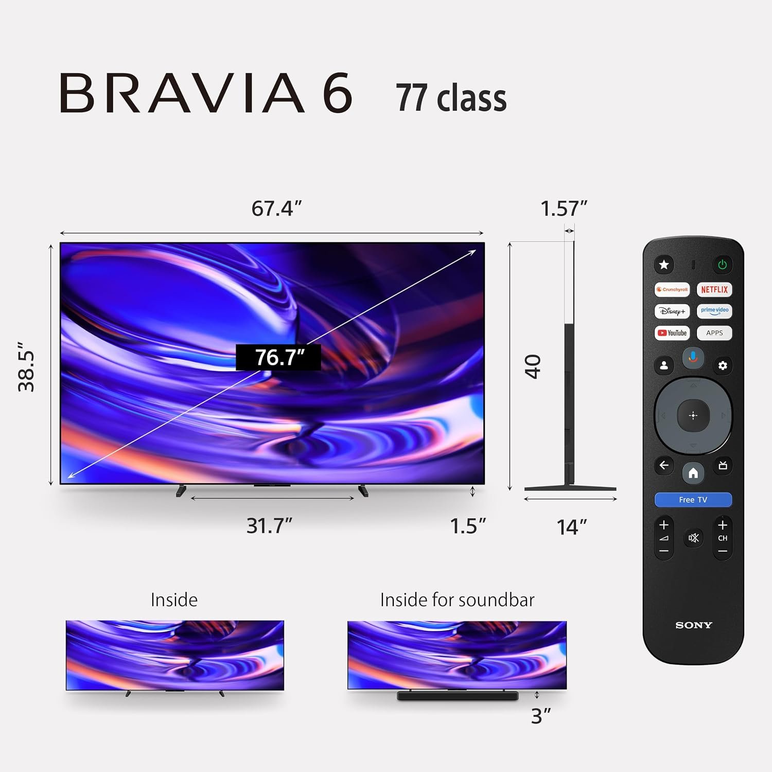 Sony 77 Inch BRAVIA 6 OLED 4K HDR Smart Google TV with Gemini (K-77A60) - Image 2