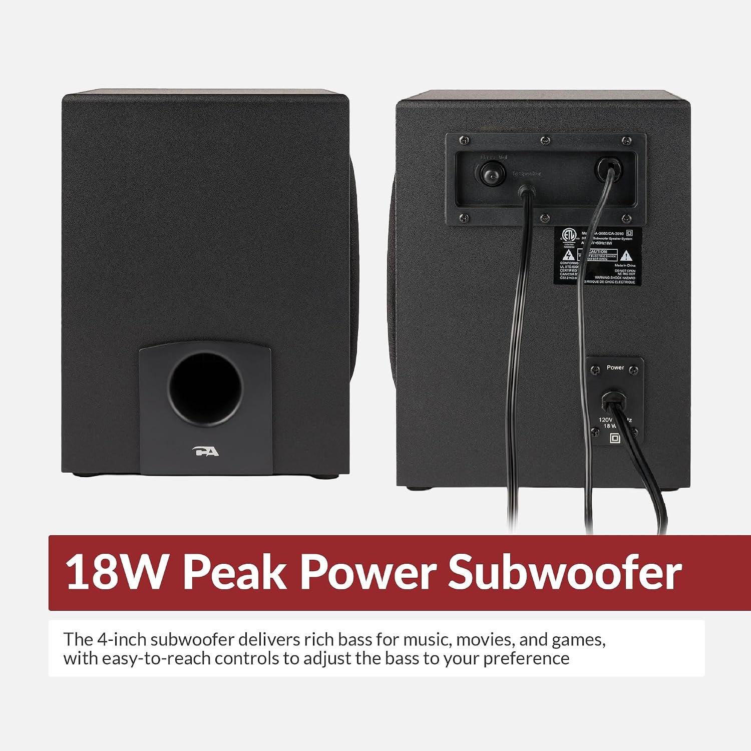 Cyber Acoustics CA-3090 2.1 Speaker System with Subwoofer