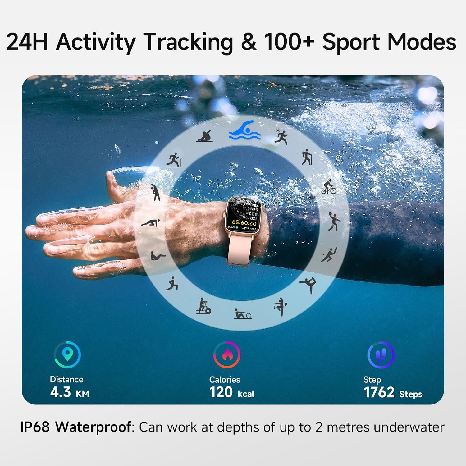 Smart Watch for Women, 1.85" HD Smartwatch (Answer/Make Calls), 2 Bands - Image 2
